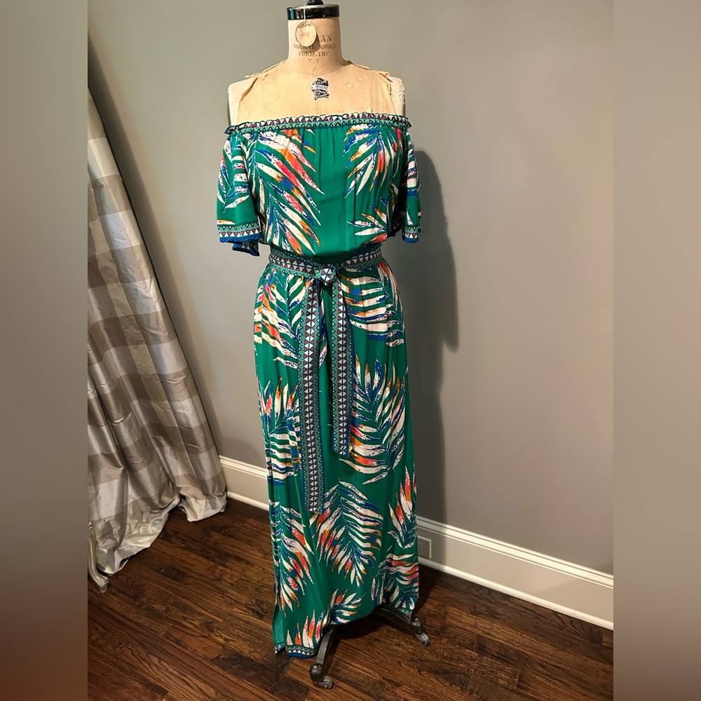 Flying tomato green tropical print dress